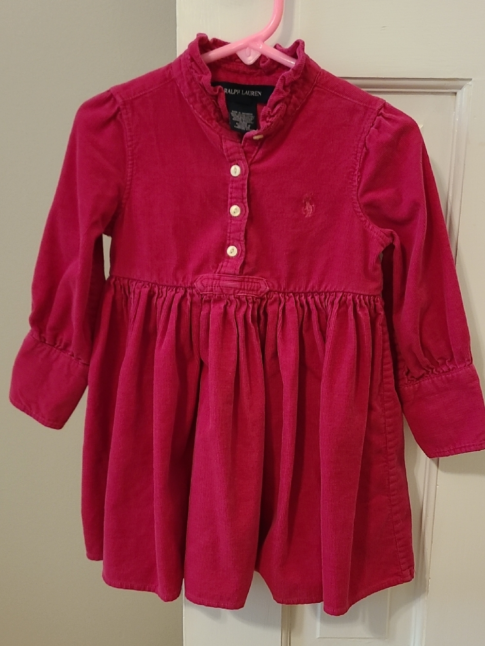 Ralph Lauren Girls Pink Corduroy Dress (Size 2T)